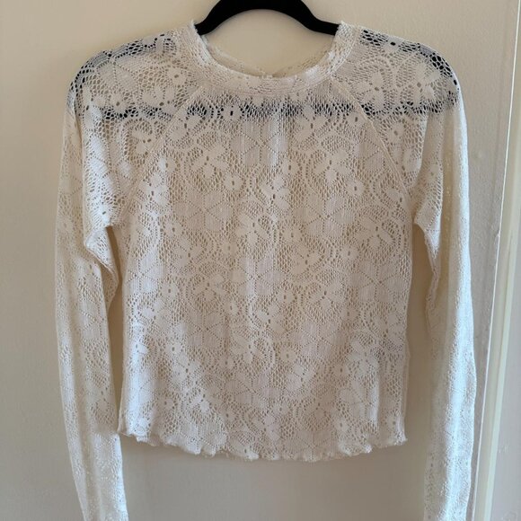 Free People Women's Lace Cream and White Shirt - Picture 3 of 5